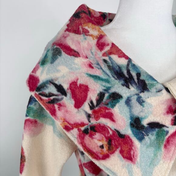 Anthropologie Sleeping on Snow Winter Blossom Boiled Wool Floral Jacket XS Cozy - Picture 5 of 13